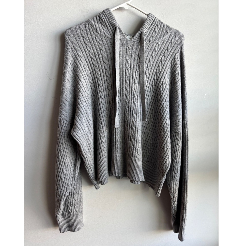Free Assembly Grey Cable Knit Hoodie Women XXL 20